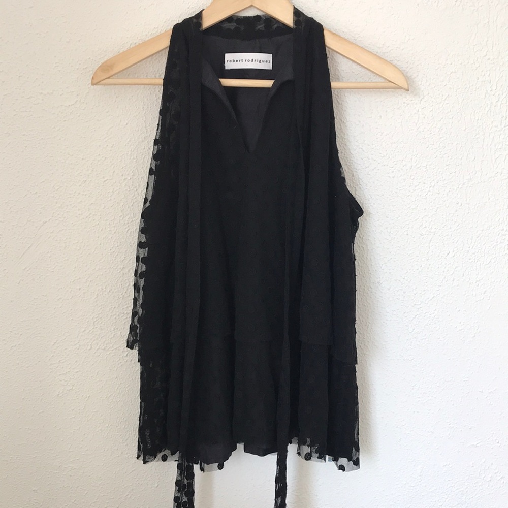 Robert Rodriguez tie neck halter blouse top black